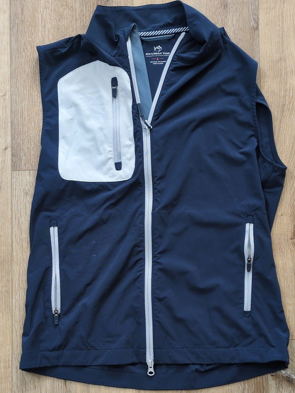 Southern Tide Navy Vest with White Zip Accents
